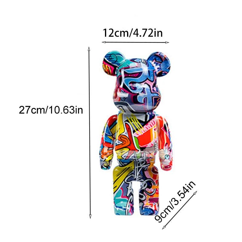 27cm Graffiti Bear Figurine – Abstract Home Decor & Money Jar