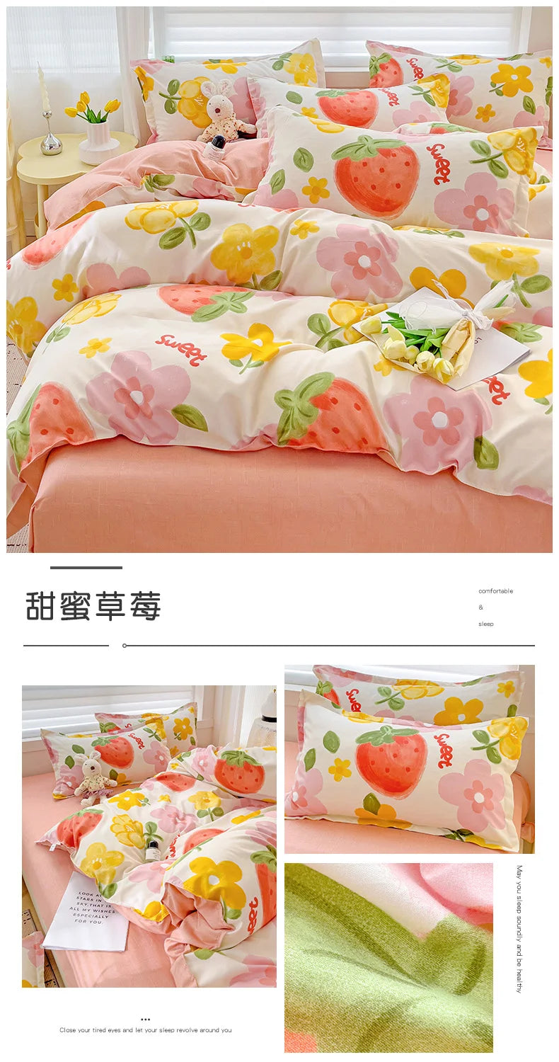 4-Piece Cotton Bedding Set – Fresh Girly Style Comforter Set