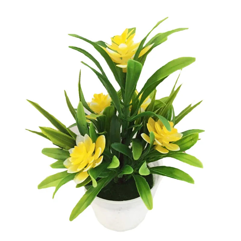 Artificial Flower Plant Pot – Fake Plastic Flowers for Home & Office Decor