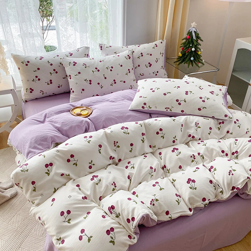 3-Piece Plant Print Duvet Set – Duvet Cover with Pillowcases