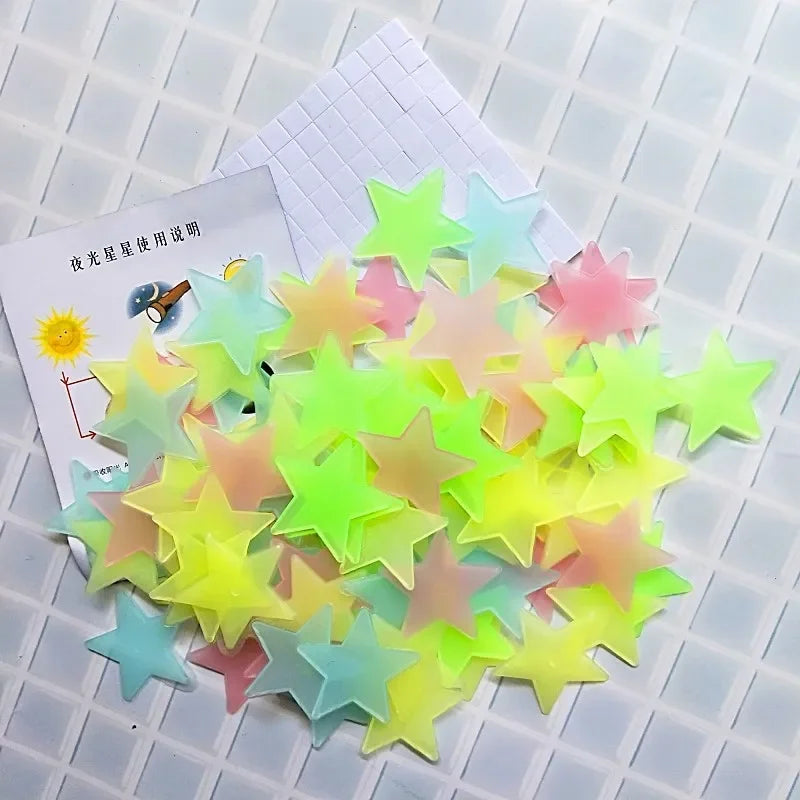 Glow-in-the-Dark Star Stickers – 3D Luminous Wall & Ceiling Decor