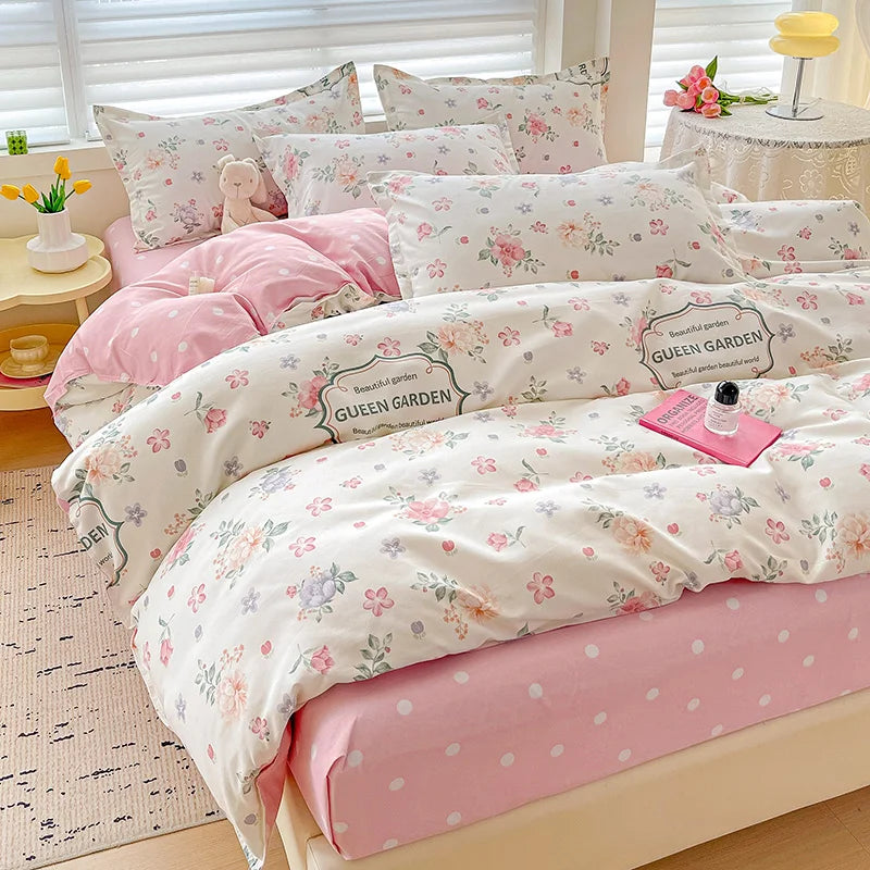 4-Piece Cotton Bedding Set – Fresh Girly Style Comforter Set