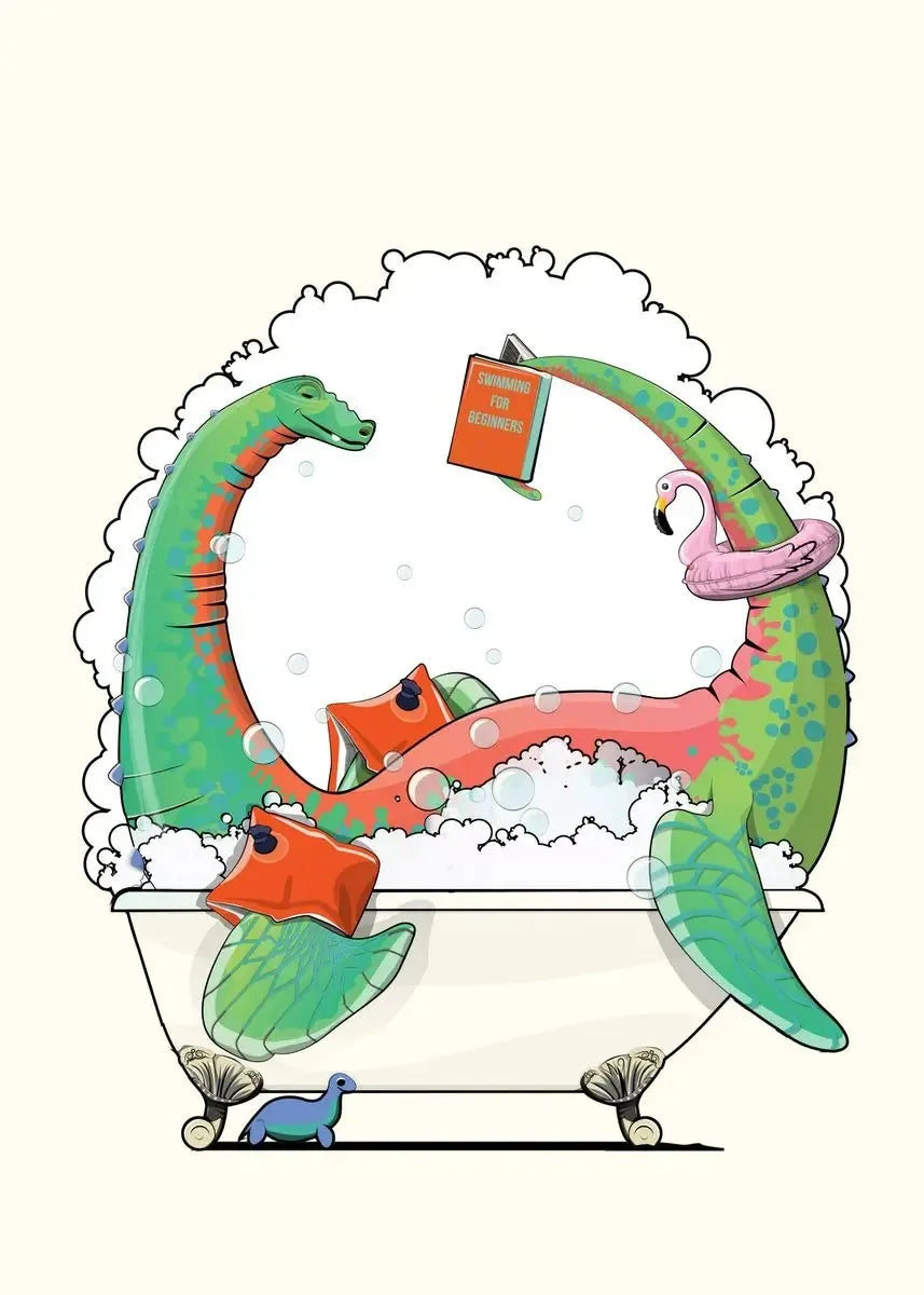 Funny Jungle Animal Canvas – Dinosaur & Elephant Cartoon Wall Art
