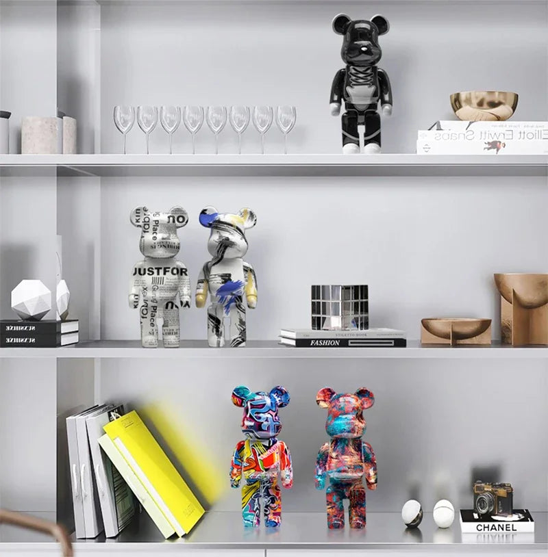 27cm Graffiti Bear Figurine – Abstract Home Decor & Money Jar