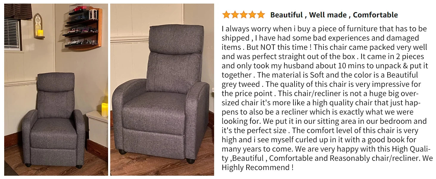 JHK Recliner Massage Sofa – Adjustable Fabric Living Room Chair