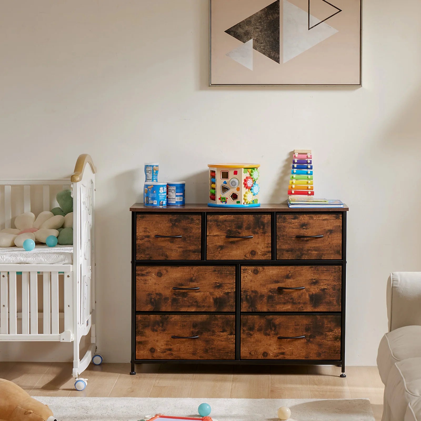 JHK 7-Drawer Fabric Storage Dresser