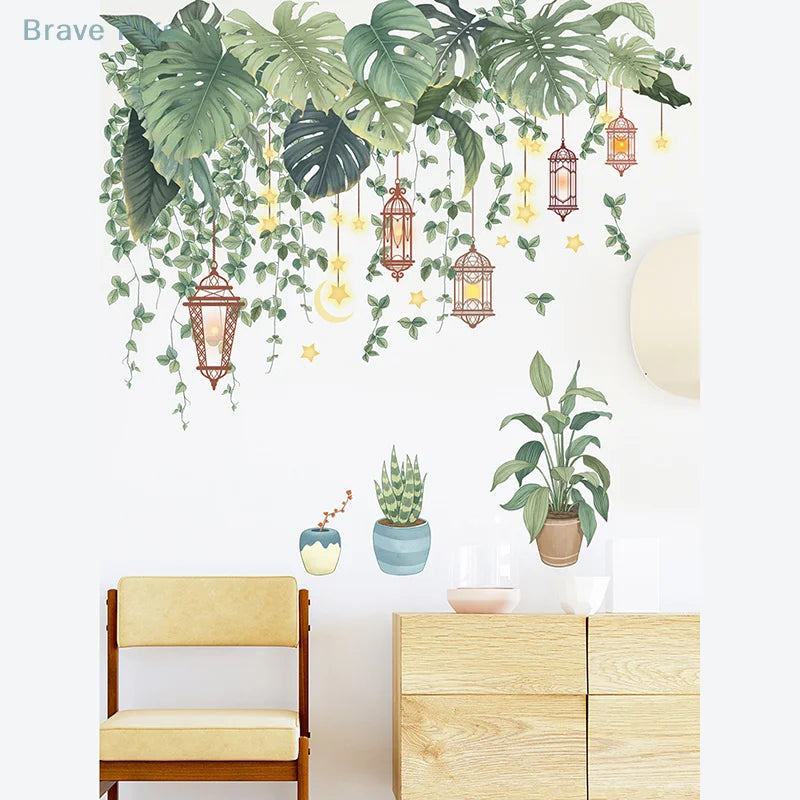 Green Tropical Leaves Wall Stickers