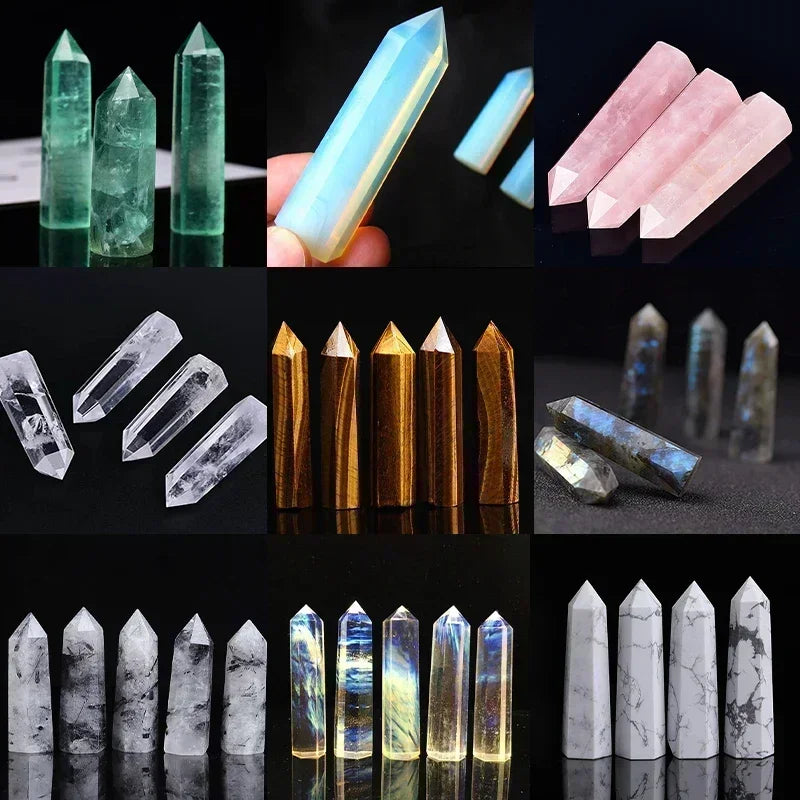 Natural Crystal Point Wands – Rose Quartz & Amethyst Mineral Decor
