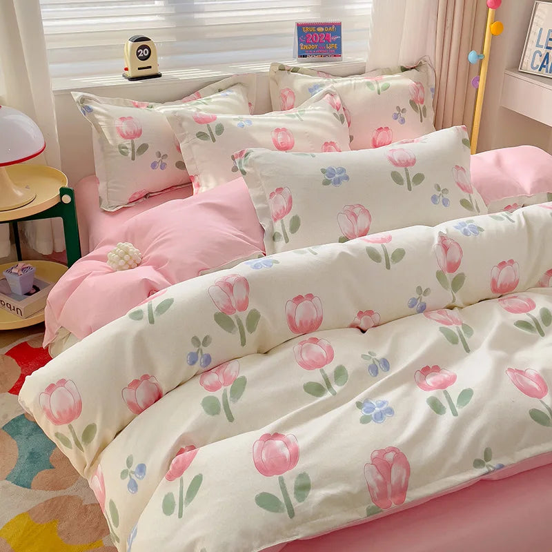 4-Piece Cotton Bedding Set – Fresh Girly Style Comforter Set