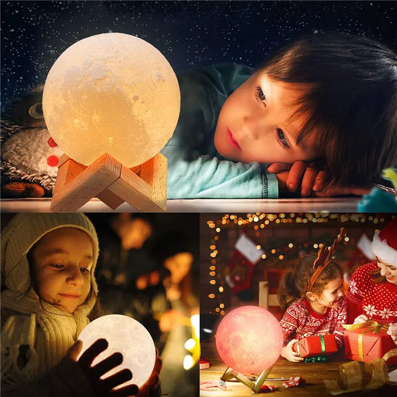 3D Moon Lamp – Rechargeable LED Touch Night Light