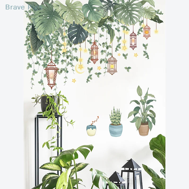 Green Tropical Leaves Wall Stickers
