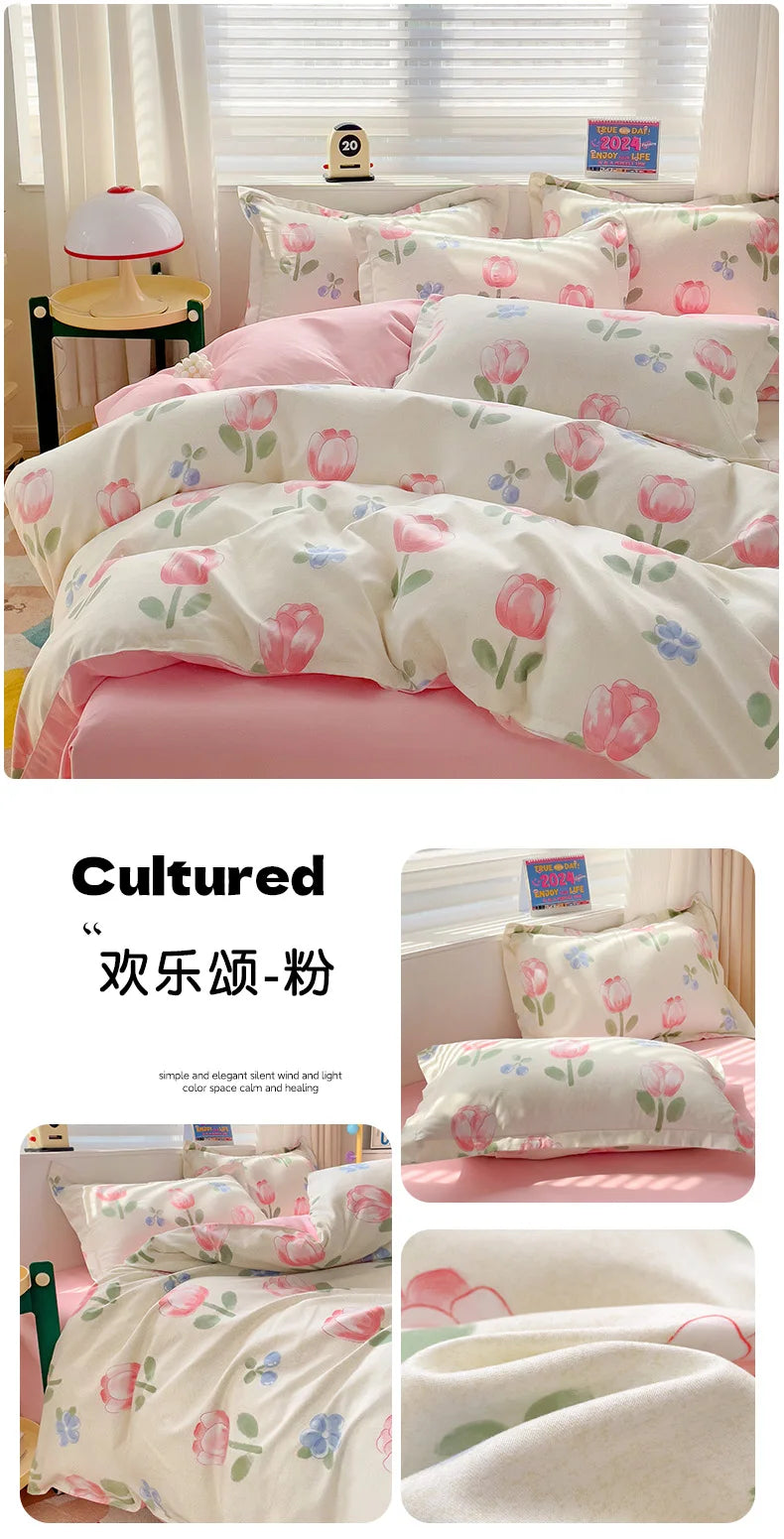 4-Piece Cotton Bedding Set – Fresh Girly Style Comforter Set