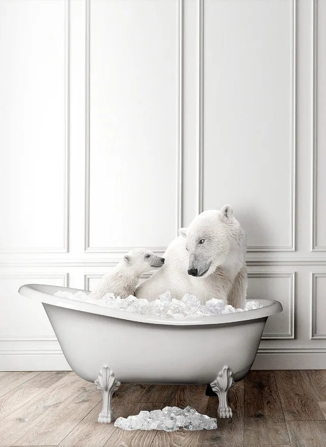 Animal Bath In Bathtub Poster Canvas