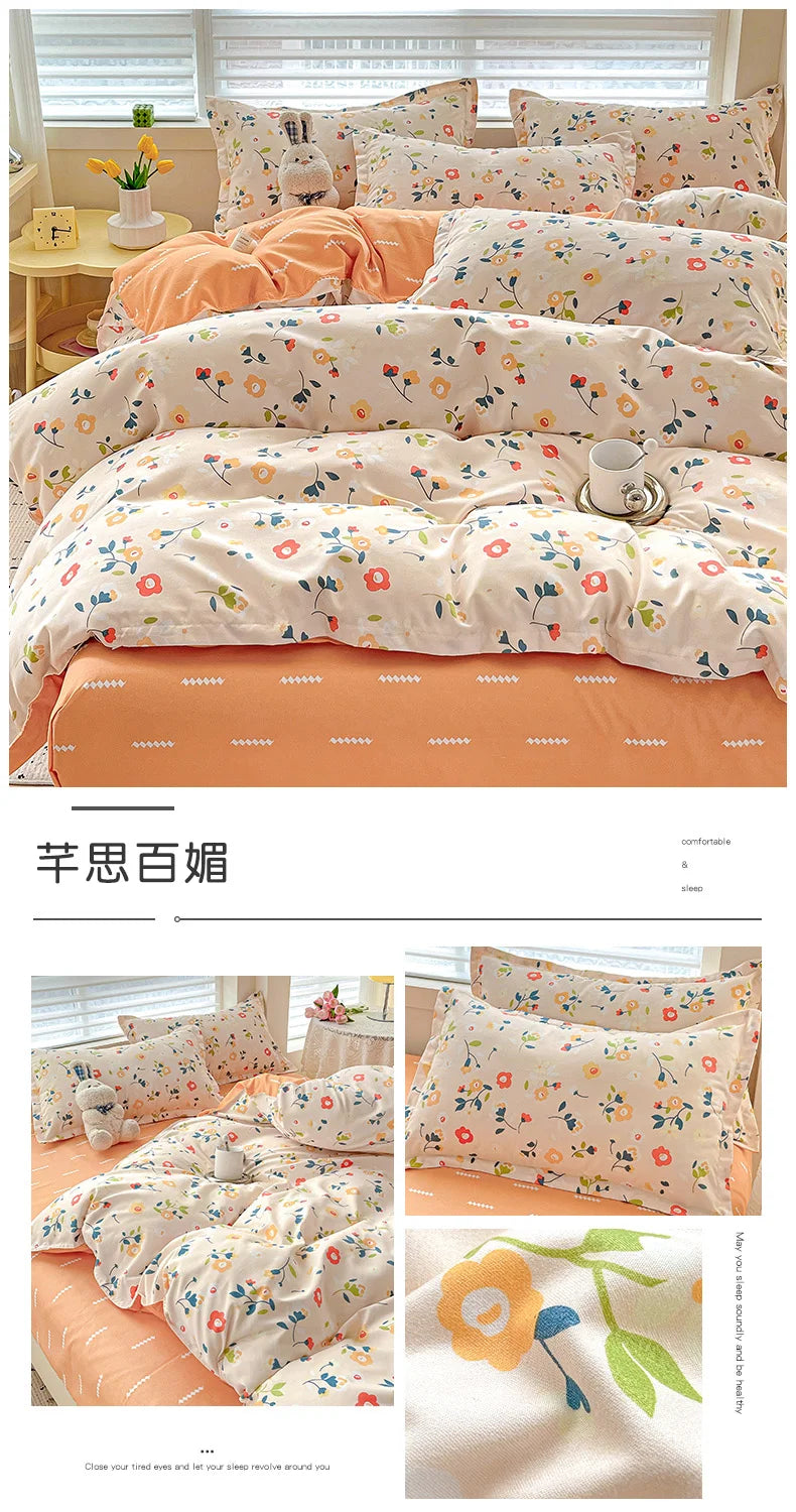 4-Piece Cotton Bedding Set – Fresh Girly Style Comforter Set