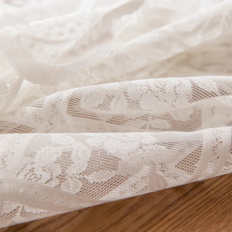 Beige Lace Embroidered Tablecloth