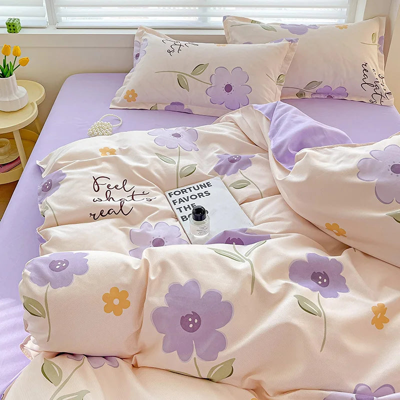 4-Piece Cotton Bedding Set – Fresh Girly Style Comforter Set