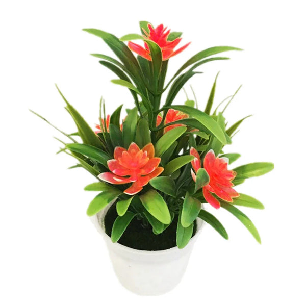Artificial Flower Plant Pot – Fake Plastic Flowers for Home & Office Decor