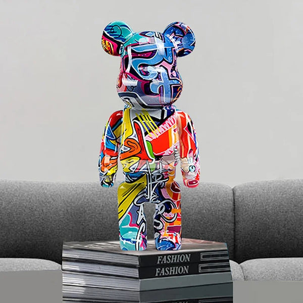 27cm Graffiti Bear Figurine – Abstract Home Decor & Money Jar