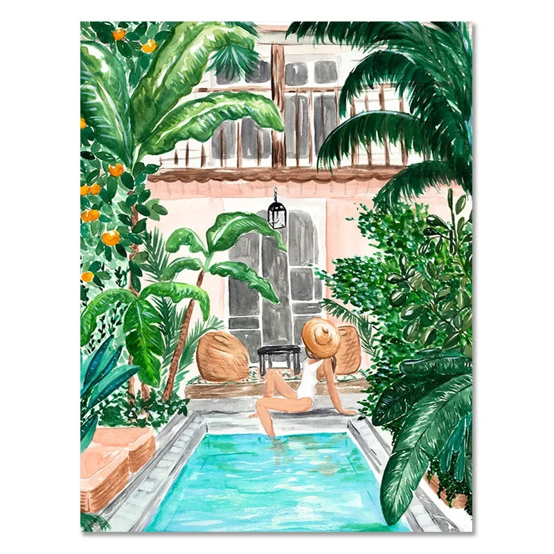 Moroccan Tropical Jungle Canvas – Beach & Pool Wall Art
