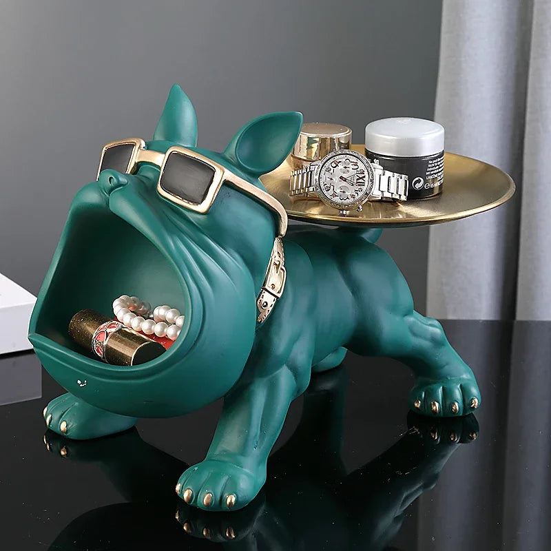 30cm Bulldog Figurine – Resin Dog Statue & Storage Box Ornament