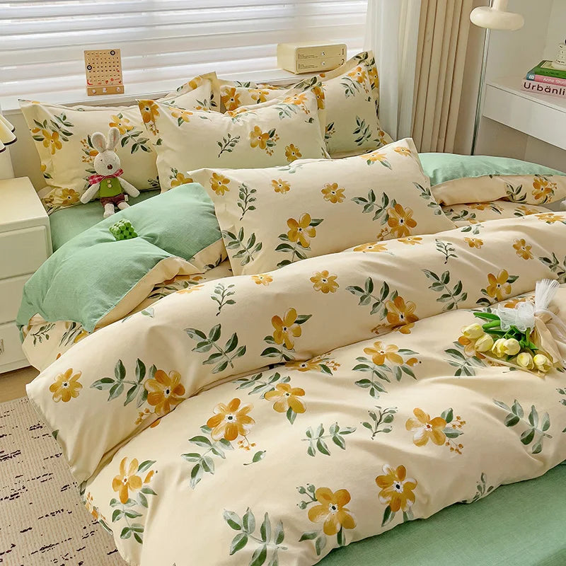 4-Piece Cotton Bedding Set – Fresh Girly Style Comforter Set