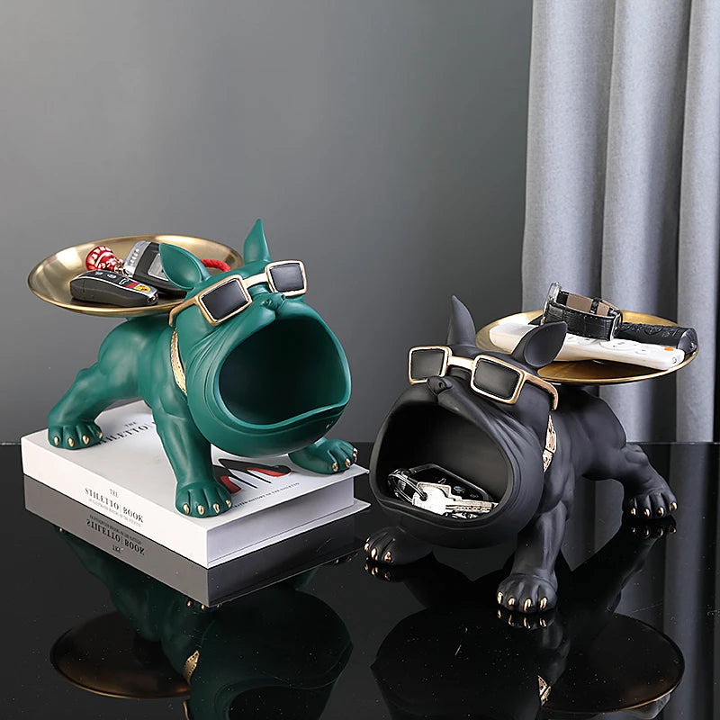 30cm Bulldog Figurine – Resin Dog Statue & Storage Box Ornament