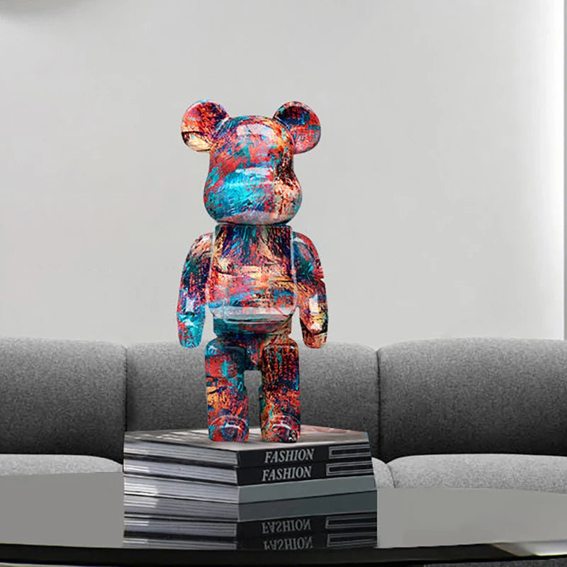 27cm Graffiti Bear Figurine – Abstract Home Decor & Money Jar