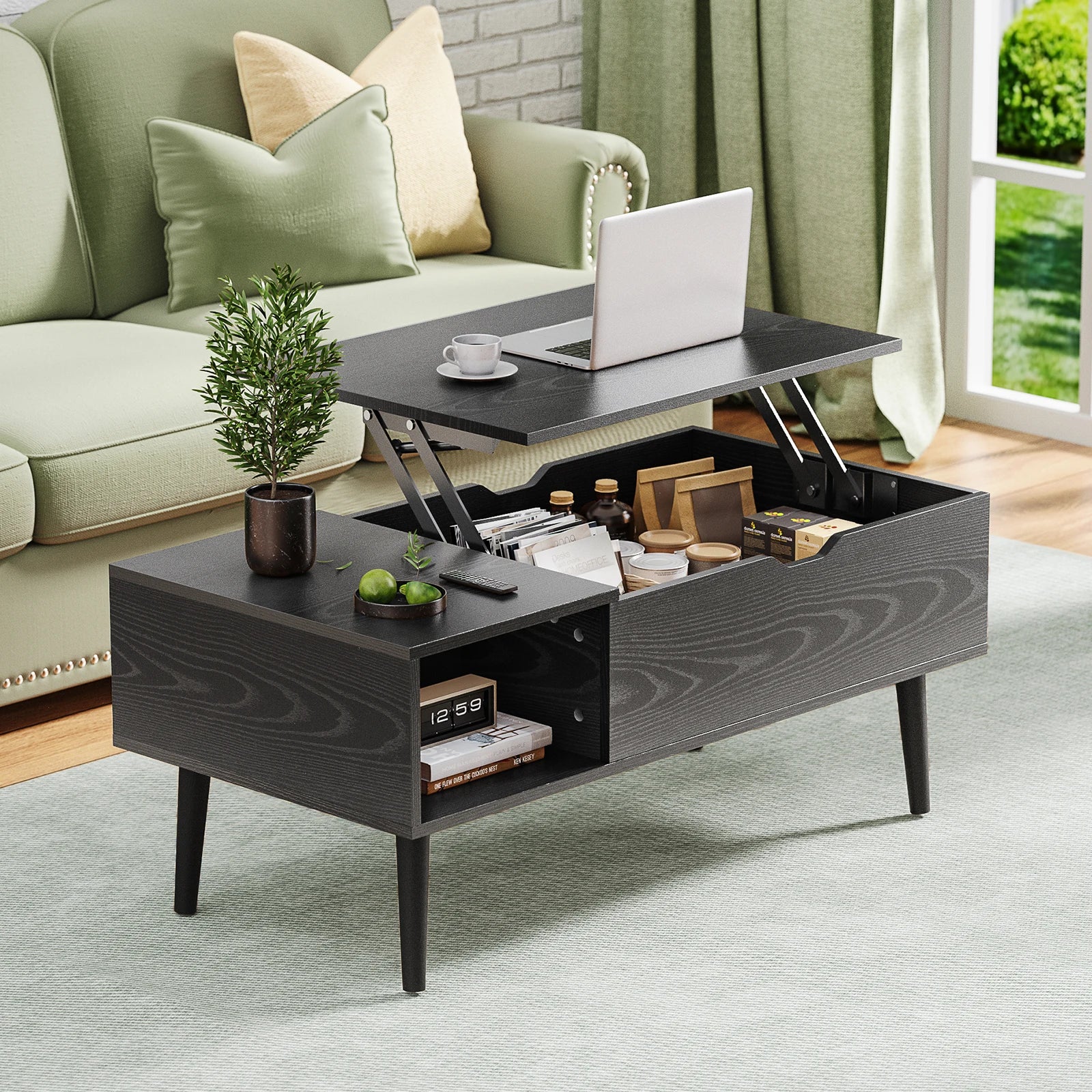 JHK Lift-Top Coffee Table – Adjustable Storage Living Room Desk