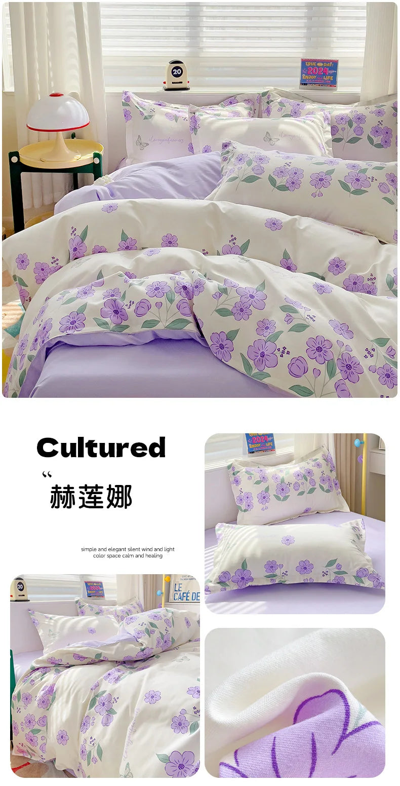 4-Piece Cotton Bedding Set – Fresh Girly Style Comforter Set