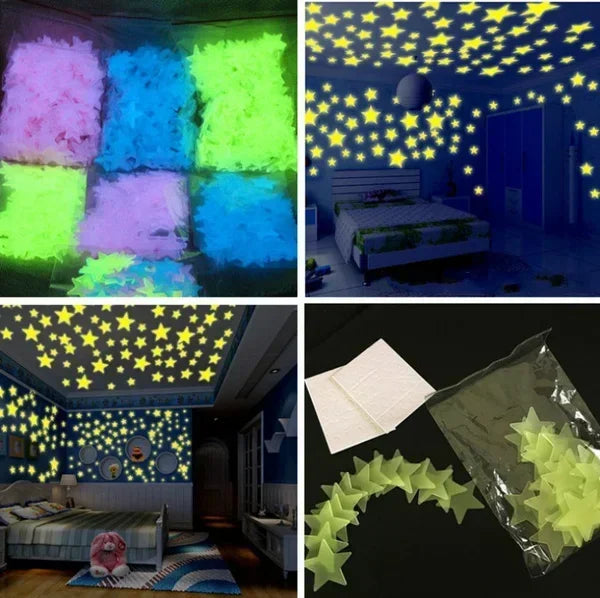 Glow-in-the-Dark Star Stickers – 3D Luminous Wall & Ceiling Decor