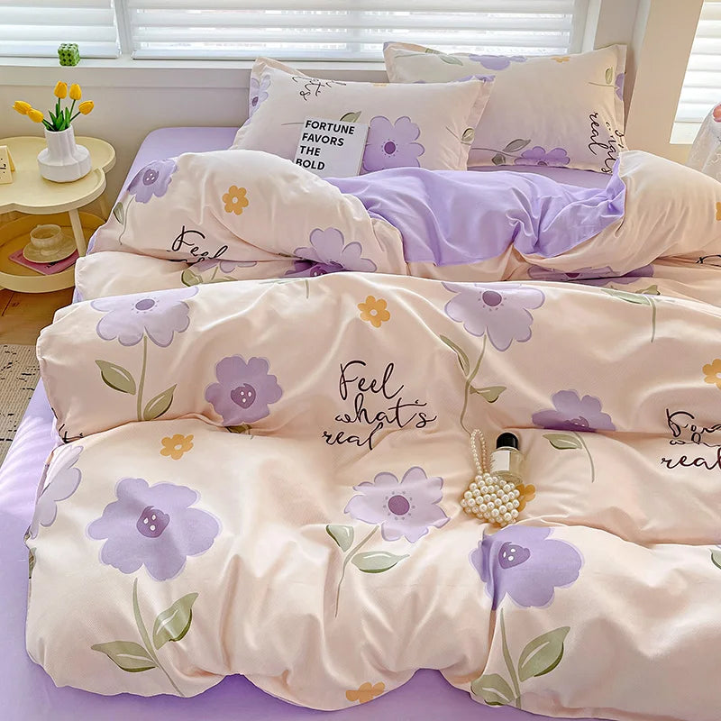 4-Piece Cotton Bedding Set – Fresh Girly Style Comforter Set