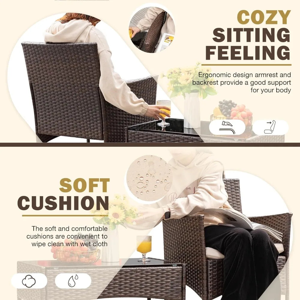 4-Piece Outdoor Patio Furniture Set – Rattan Wicker Chairs