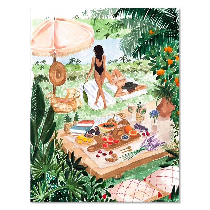 Moroccan Tropical Jungle Canvas – Beach & Pool Wall Art