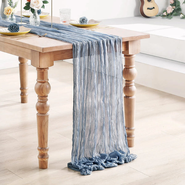 Sage Gauze Table Runner – Semi-Sheer Cheesecloth for Weddings & Parties
