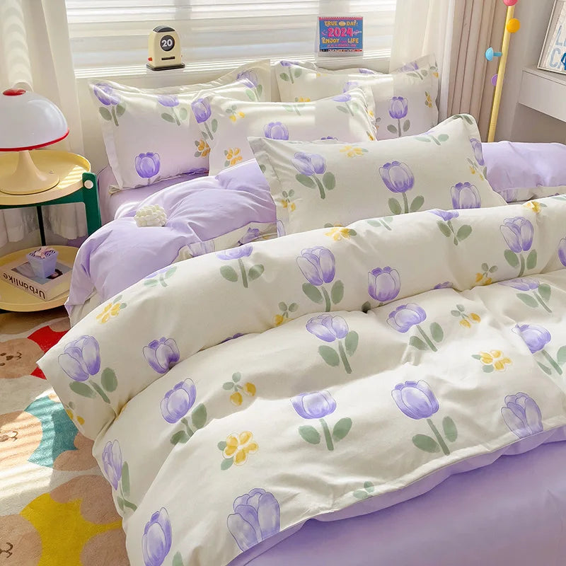 4-Piece Cotton Bedding Set – Fresh Girly Style Comforter Set