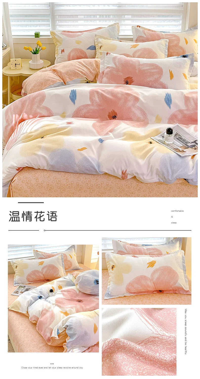 4-Piece Cotton Bedding Set – Fresh Girly Style Comforter Set
