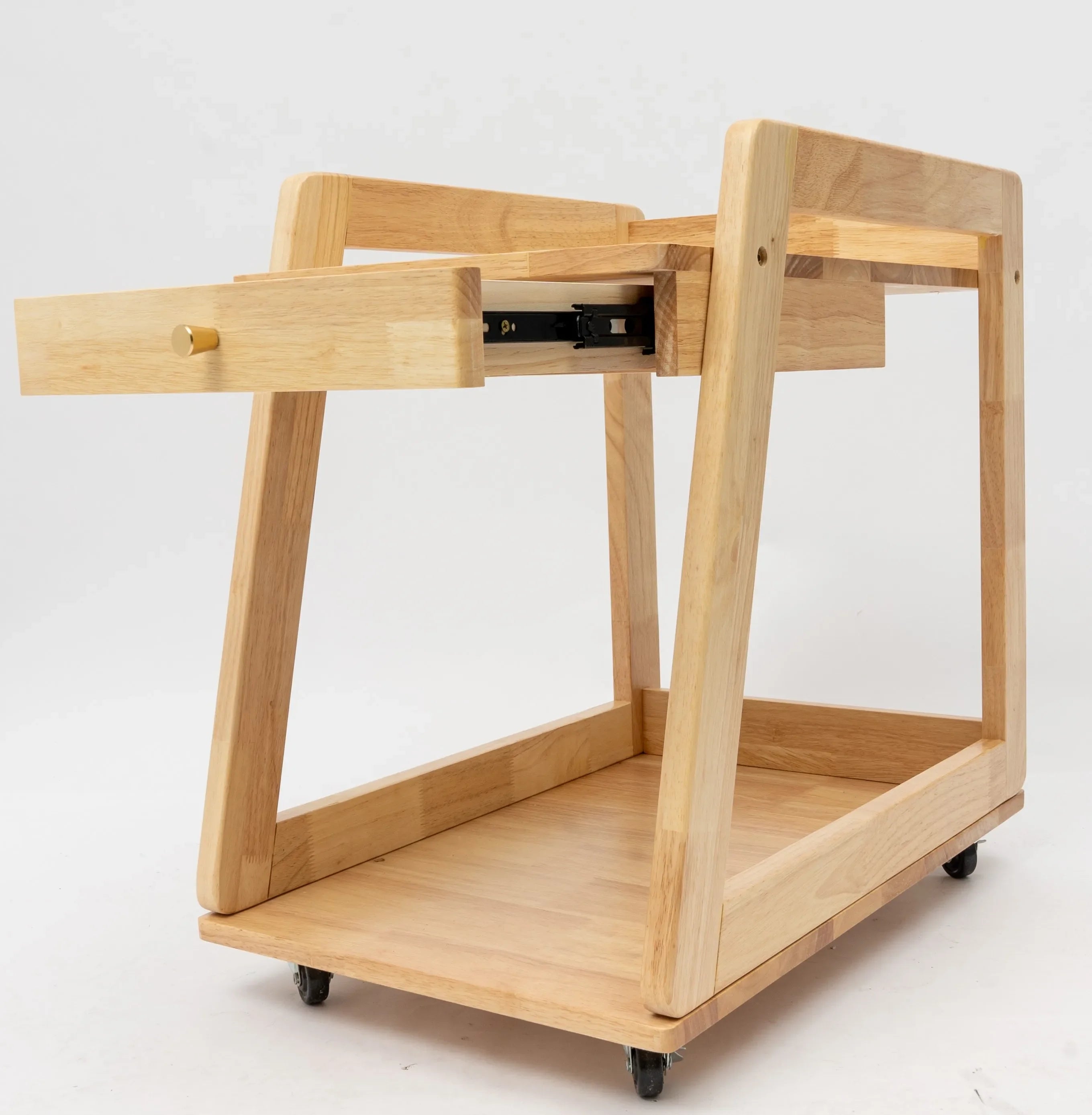 Solid Wood Corner Table – Small Apartment Portable Table with Drawer