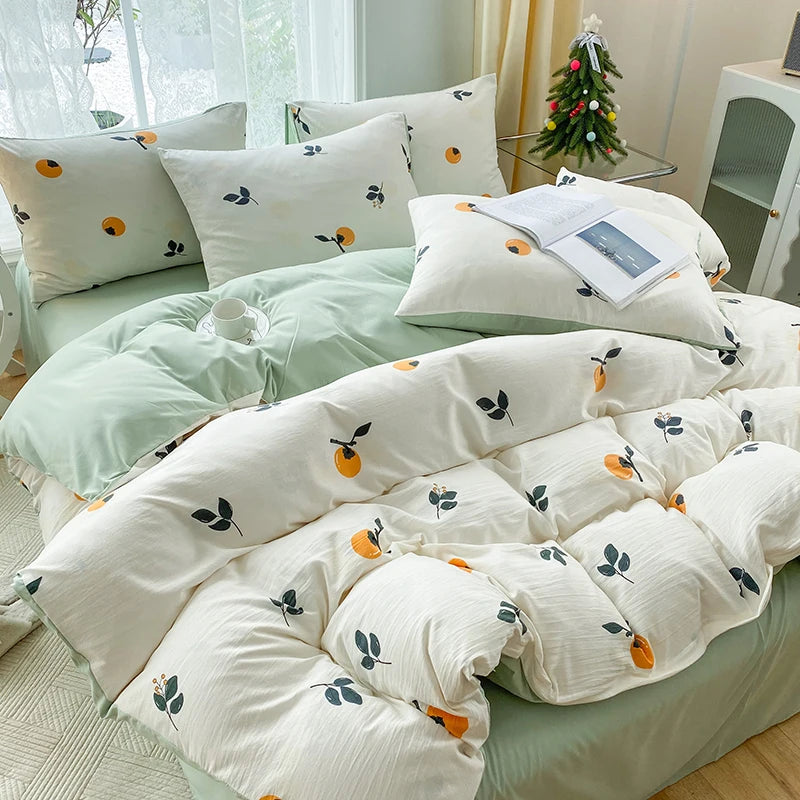 3-Piece Plant Print Duvet Set – Duvet Cover with Pillowcases