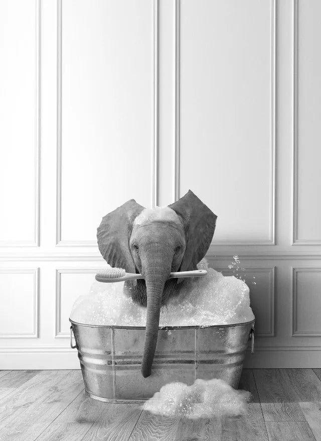 Animal Bath In Bathtub Poster Canvas