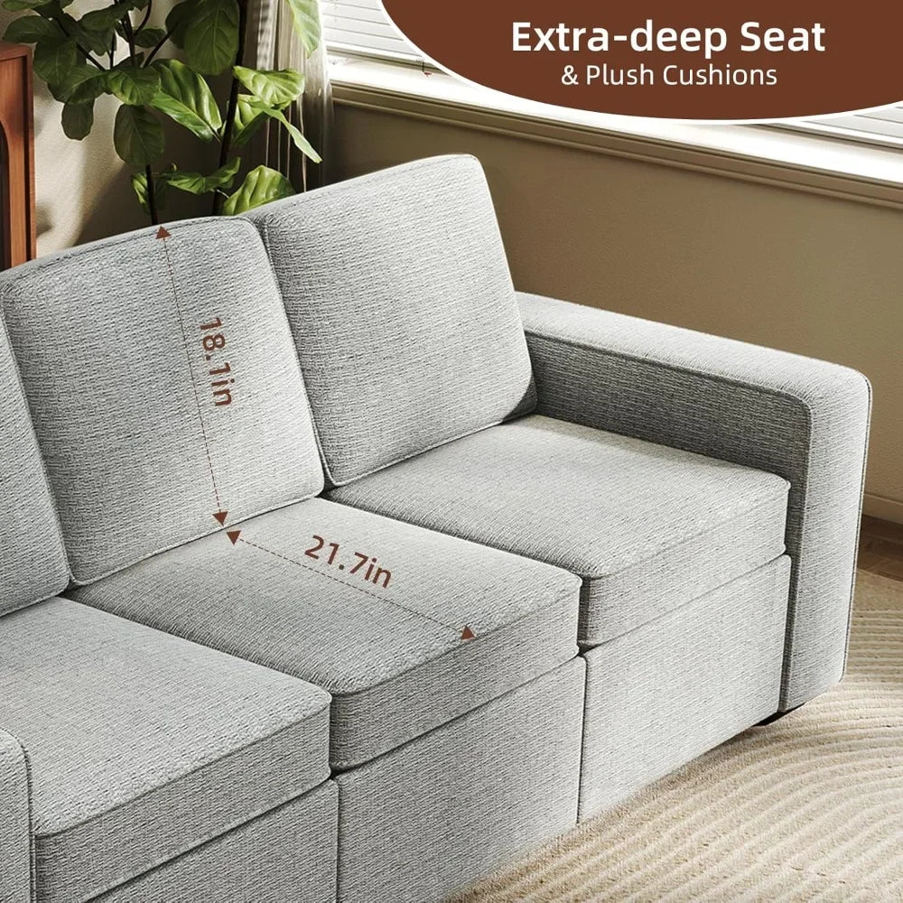80" Modern 3-Seater Chenille Sofa