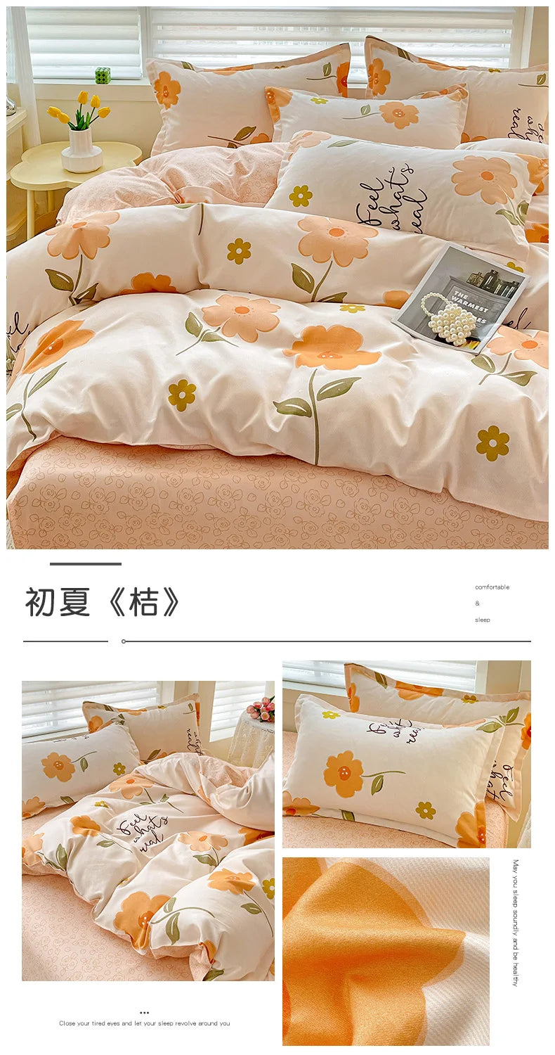 4-Piece Cotton Bedding Set – Fresh Girly Style Comforter Set