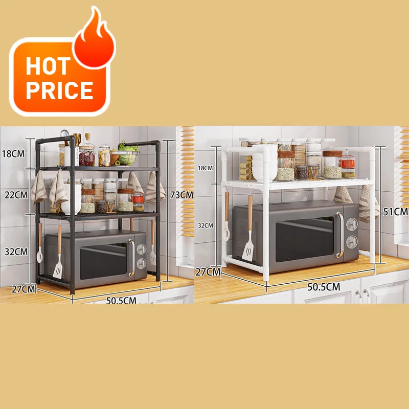 Multi-Layer Kitchen Storage Rack – Condiment & Microwave Organizer