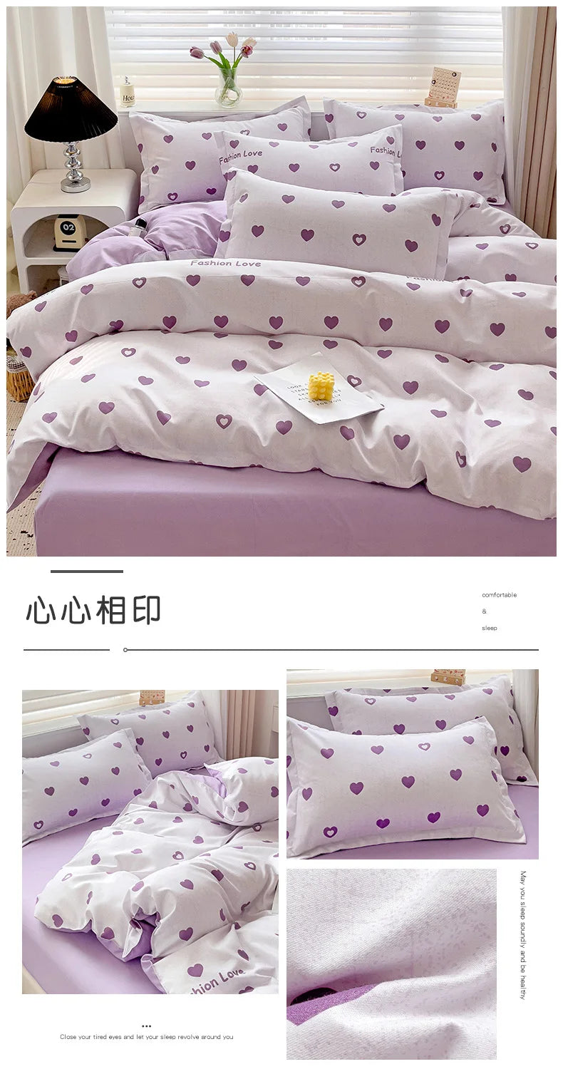 4-Piece Cotton Bedding Set – Fresh Girly Style Comforter Set