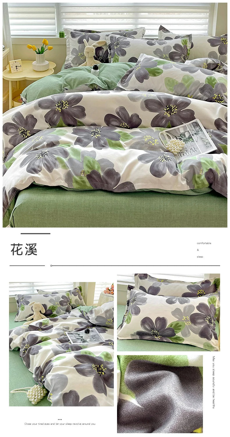 4-Piece Cotton Bedding Set – Fresh Girly Style Comforter Set