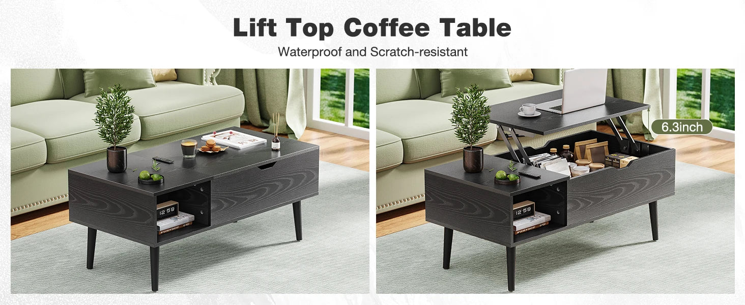 JHK Lift-Top Coffee Table – Adjustable Storage Living Room Desk