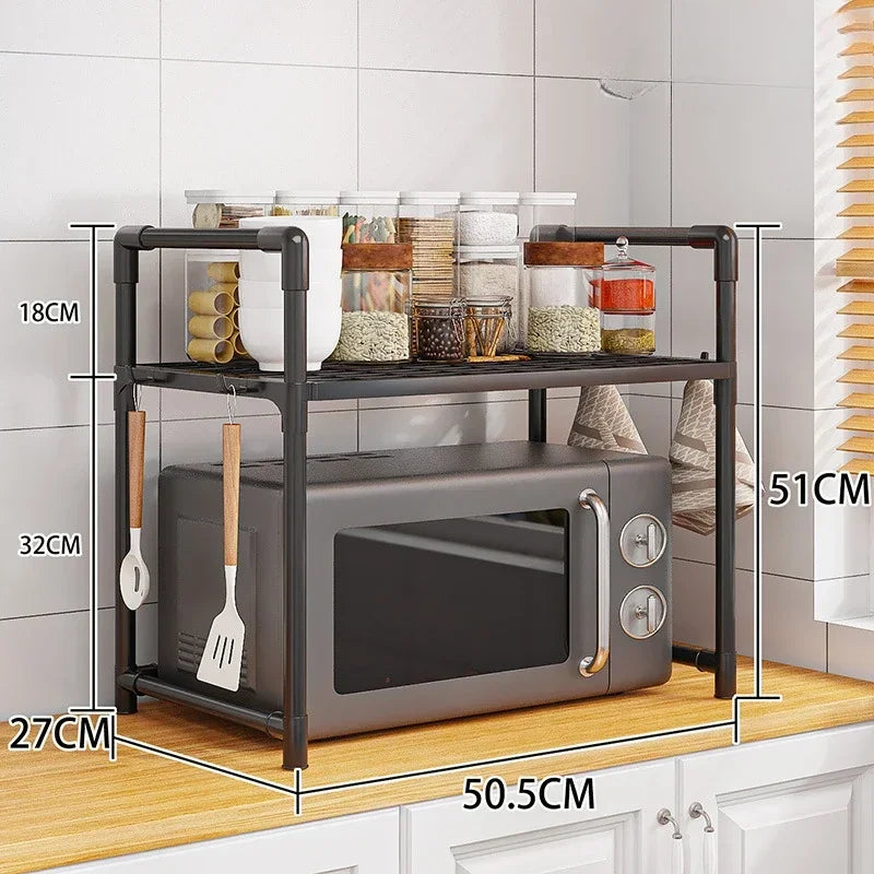 Multi-Layer Kitchen Storage Rack – Condiment & Microwave Organizer