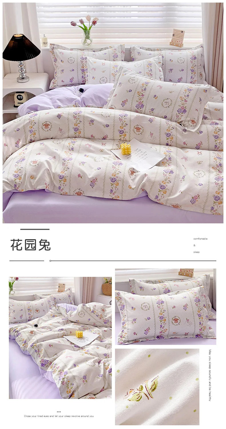 4-Piece Cotton Bedding Set – Fresh Girly Style Comforter Set