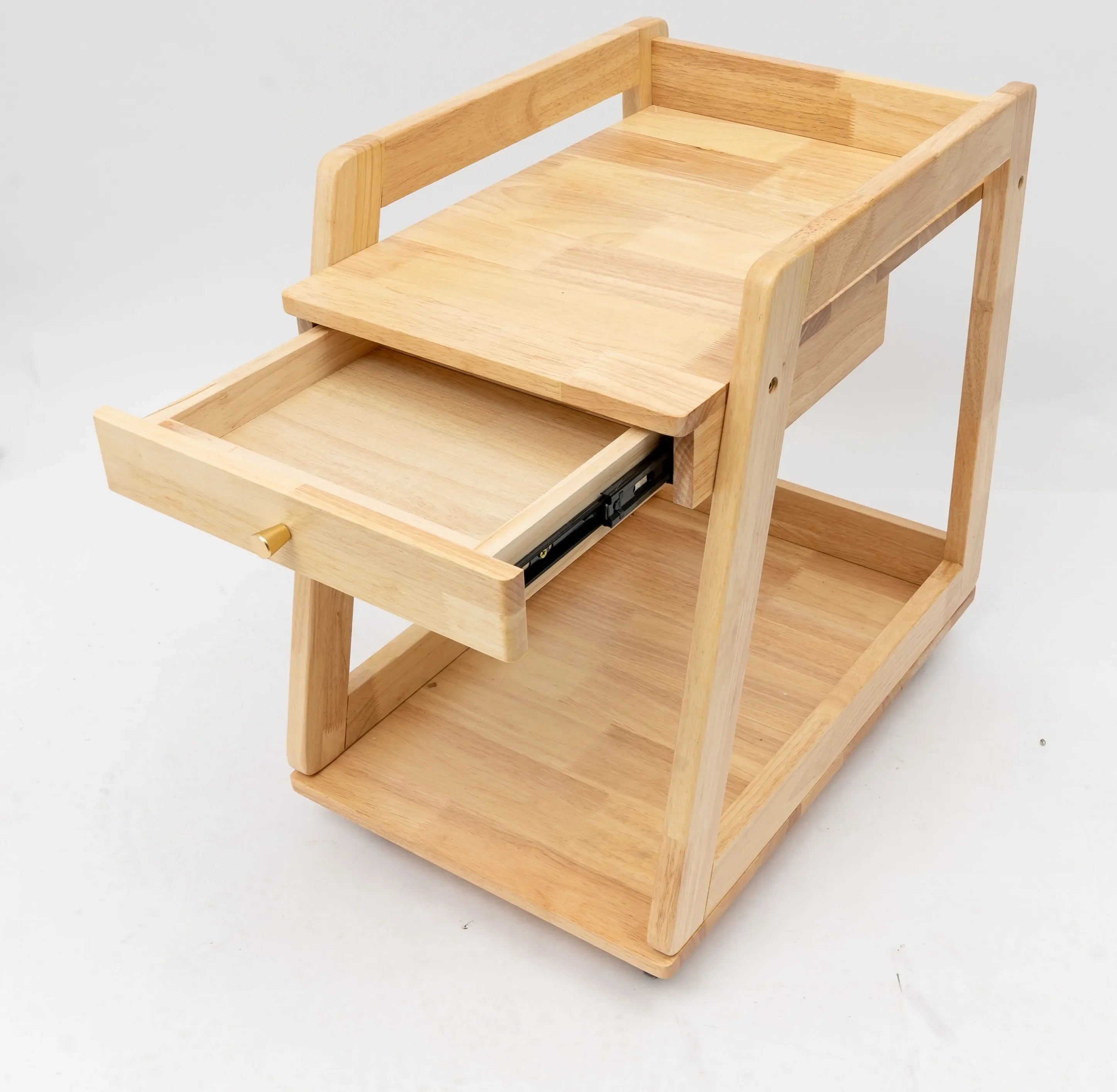Solid Wood Corner Table – Small Apartment Portable Table with Drawer