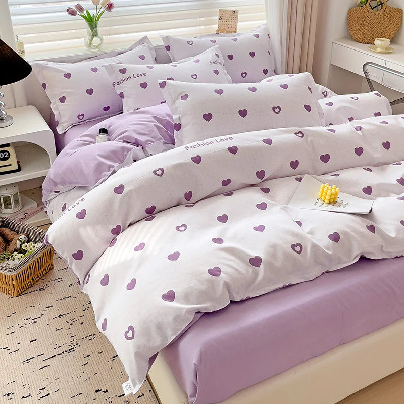 4-Piece Cotton Bedding Set – Fresh Girly Style Comforter Set