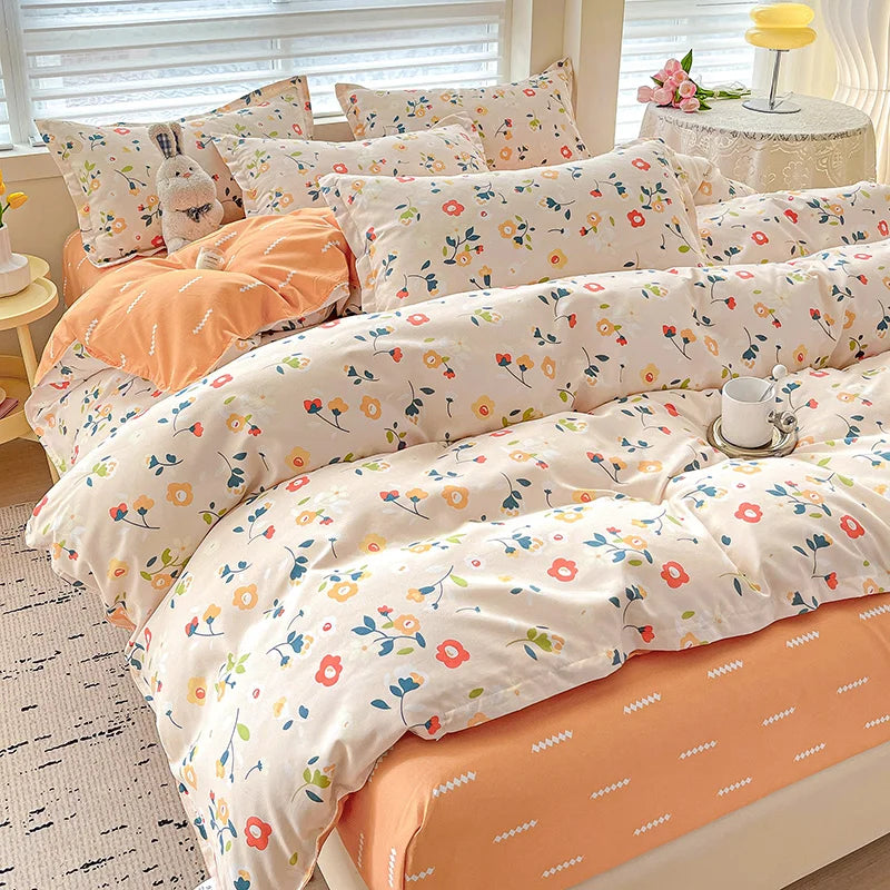4-Piece Cotton Bedding Set – Fresh Girly Style Comforter Set